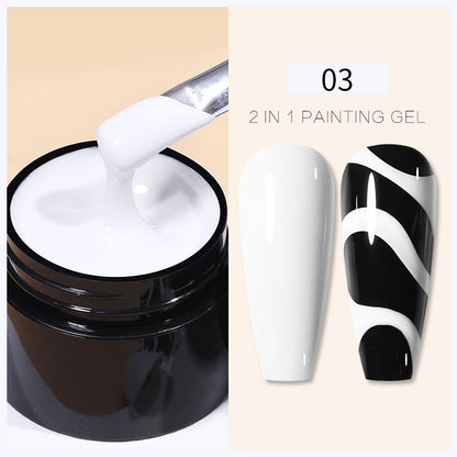 BORN PRETTY 5ml 2 In 1 Painting Gel Nail Art Black White Color Professional Nail Paint Color Gel Polish For Nail Art UV Gel