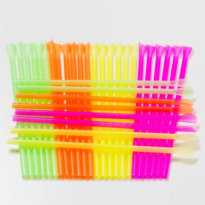 500Pcs plastic Straws Drinking Straw Spoon Bar Pub Slush Straw For Birthday Celebration Party Supplies New Fast Delivery