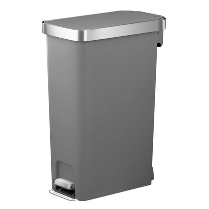 10.5-gal Plastic Slim Kitchen Step Trash Can, Black Trash Can Kitchen
