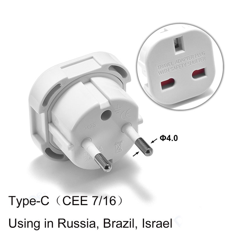 1pcs UK to EU Socket Adapter 220V Euro Travel Plug Converter AC Wall Charger Power Adapter UK British Adapter Electrical Outlets