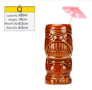 Ceramic Tiki Mug Creative Porcelain Beer Wine Mug Cup Bar Tool ,Exotic Cocktail Glasses, Tiki Bar