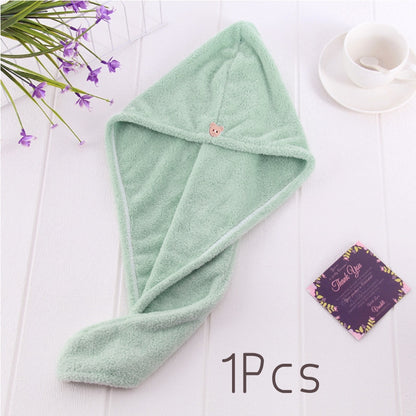 Quick-dry Hair Towel Women Hair Drying Hat Cap Hat Bath Hat Microfiber Solid Towel Cap Super Absorption Turban Hair Dry Cap