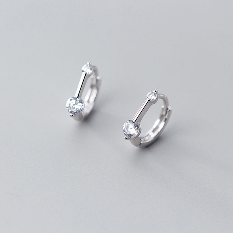 925 Silver Needle Simple Shiny Zircon Earrings Gold Plating Jewelry Crystal Stud Earrings Women