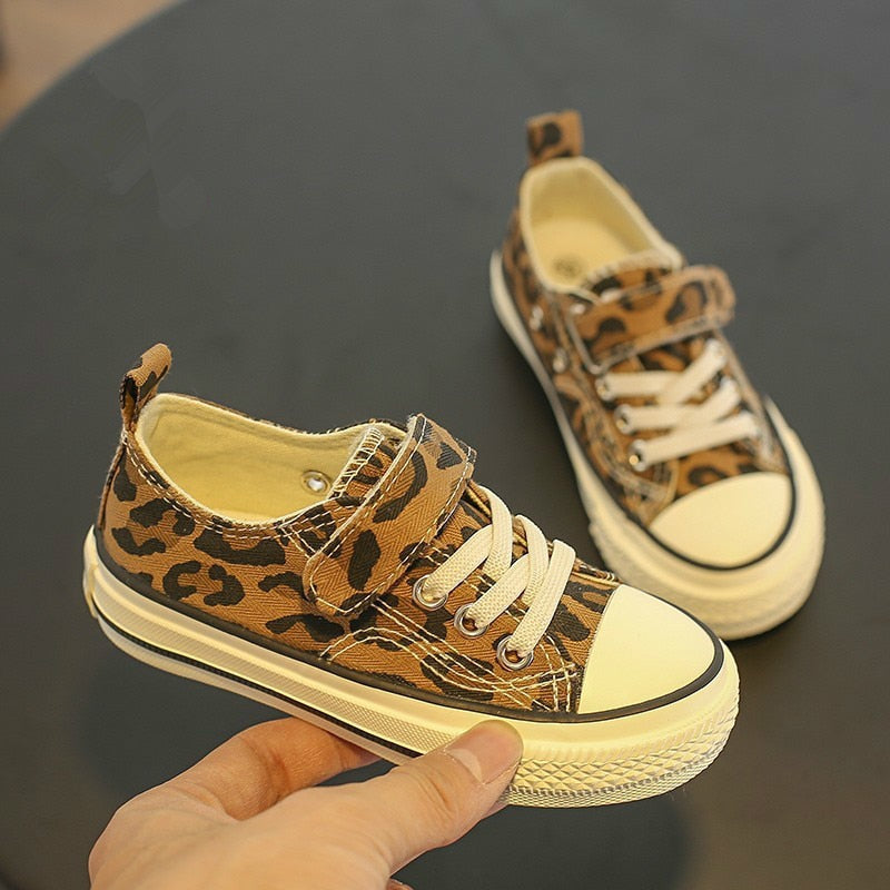 Babaya Children Shoes For Girls Sneakers 2023 Spring New Fashion Kids Canvas Shoes Boys Autumn Student Casual Leopard Shoes