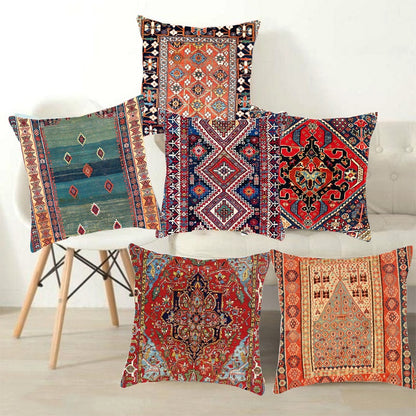 2021 New Ethnic Persian Carpet Print Linen Pillows Case Hot Bohemian Decorative Geometric Throw Pillows Sofa Couch Home Decor