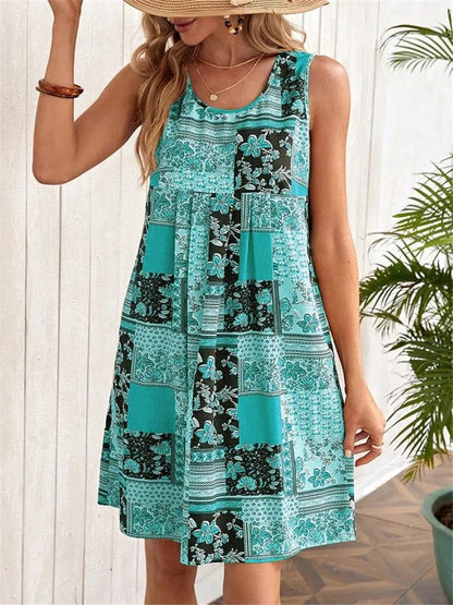 2023 Summer Dresses Women Vintage Plaid Print A-Line Dress Elegant Trend Sleeveless Casual Beach Style Tank Dress Female Vestido