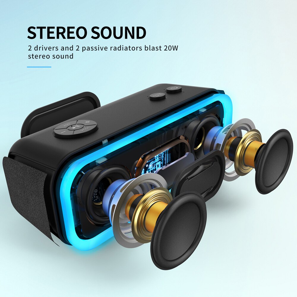 DOSS TWS Wireless Bluetooth Speaker SoundBox Pro Enhanced Bass Stereo Sound Box Portable IPX5 Waterproof Music Player Speakers