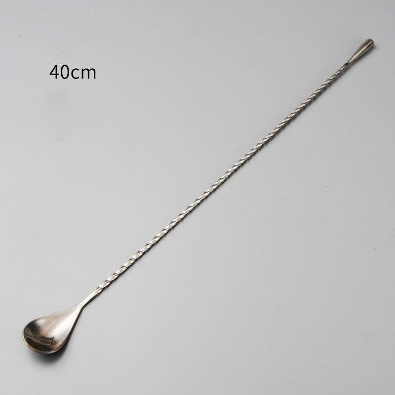 30/40/50cm Stainless Steel Stir Bar Spoon Mixing Ounces Cocktail Scoops Spiral Pattern Bartender Tools Teadrop Spoon Bar Tool