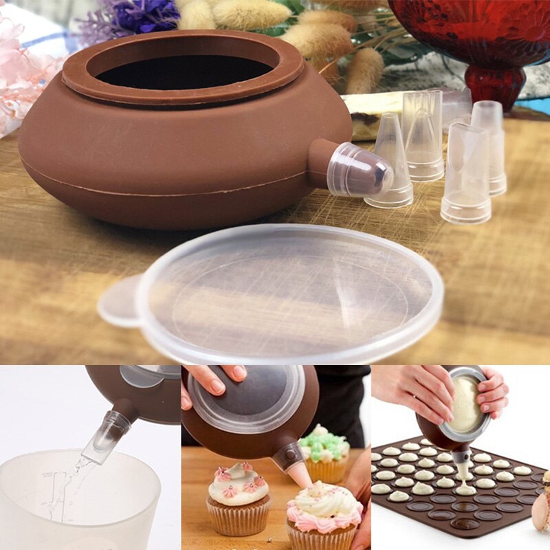 Baking Tool Set Silicon Macaron Pot 5 Nozzles Cake Decorating Supplies Cake Muffin Macaroon Kitchen Cake Bakeware Tools