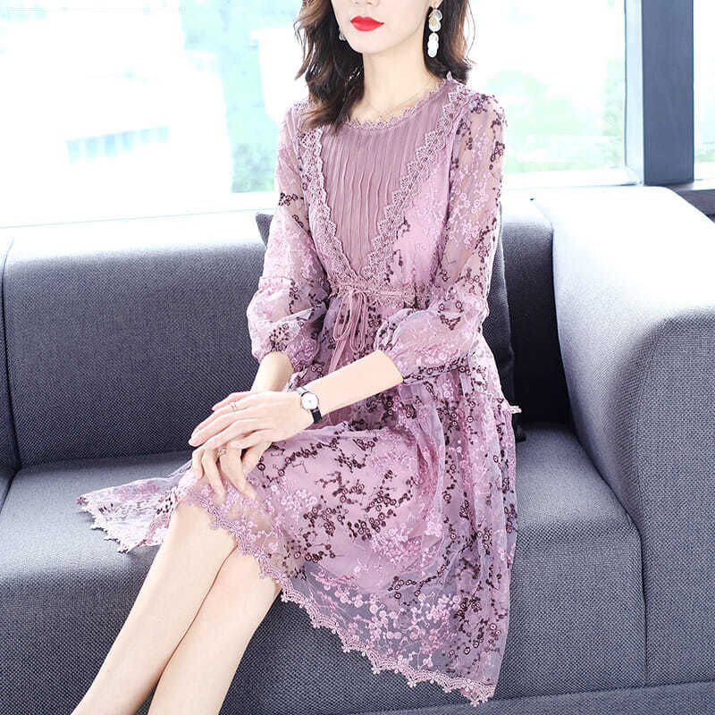 Elegant Ruffles Loose Bandage Bow Embroidery Lantern Sleeve Mini Dress Women Clothing 2023 Summer New Office Lady Princess Dress