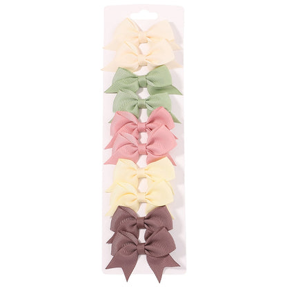 10Pcs/Set New Cute Solid Ribbon Bowknot Hair Clips for Baby Girls Handmade Bows Hairpin Barrettes Headwear Kids Hair Accessories