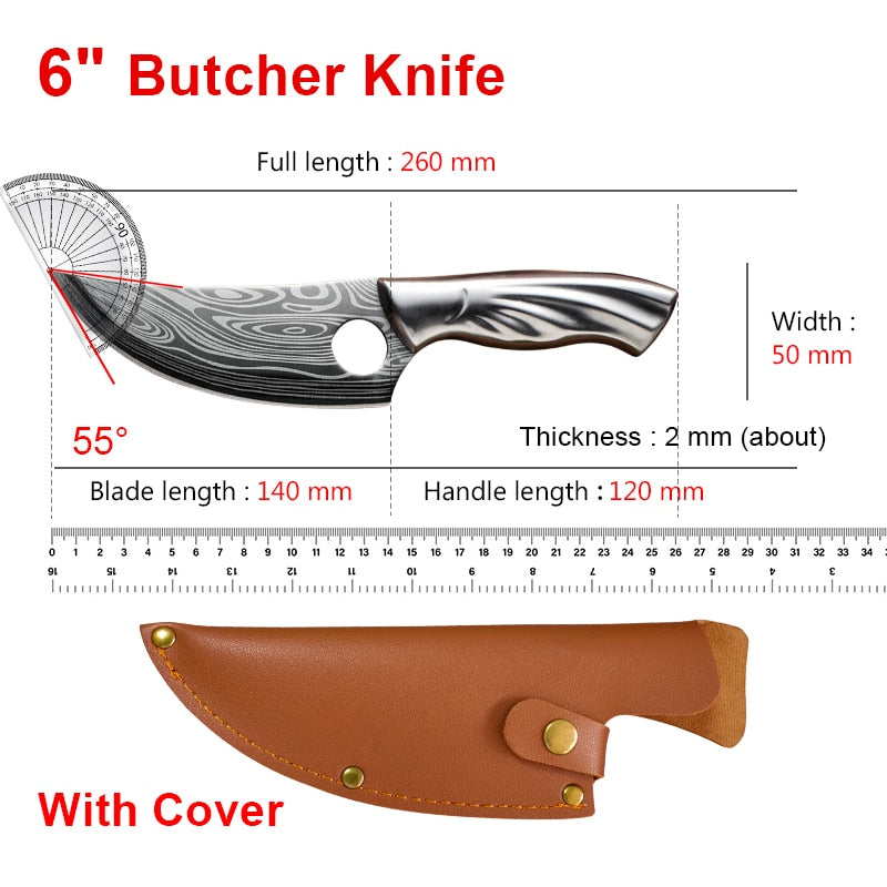 Stainless Steel Cleaver Chopping Kitchen Knife Chef Butcher Knives Meat Fruit Boning Fishing Hunting Camping Cooking Tools