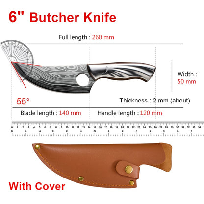 Stainless Steel Cleaver Chopping Kitchen Knife Chef Butcher Knives Meat Fruit Boning Fishing Hunting Camping Cooking Tools