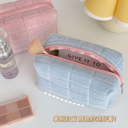 Large Capacity Plush Cosmetic Storage Bag Women Makeup Organizer Handbag Stationery Bag Pencil Case Pencilcase Pen Box Supplies