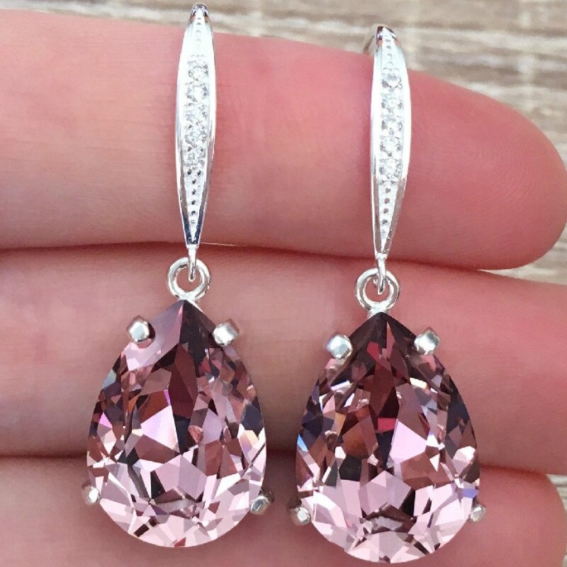 Luxury Jewelry Vintage Rose Red Crystal Female Earrings for Women Wedding Love Dangle Earring Valentines Day Gift Boho Jewelry