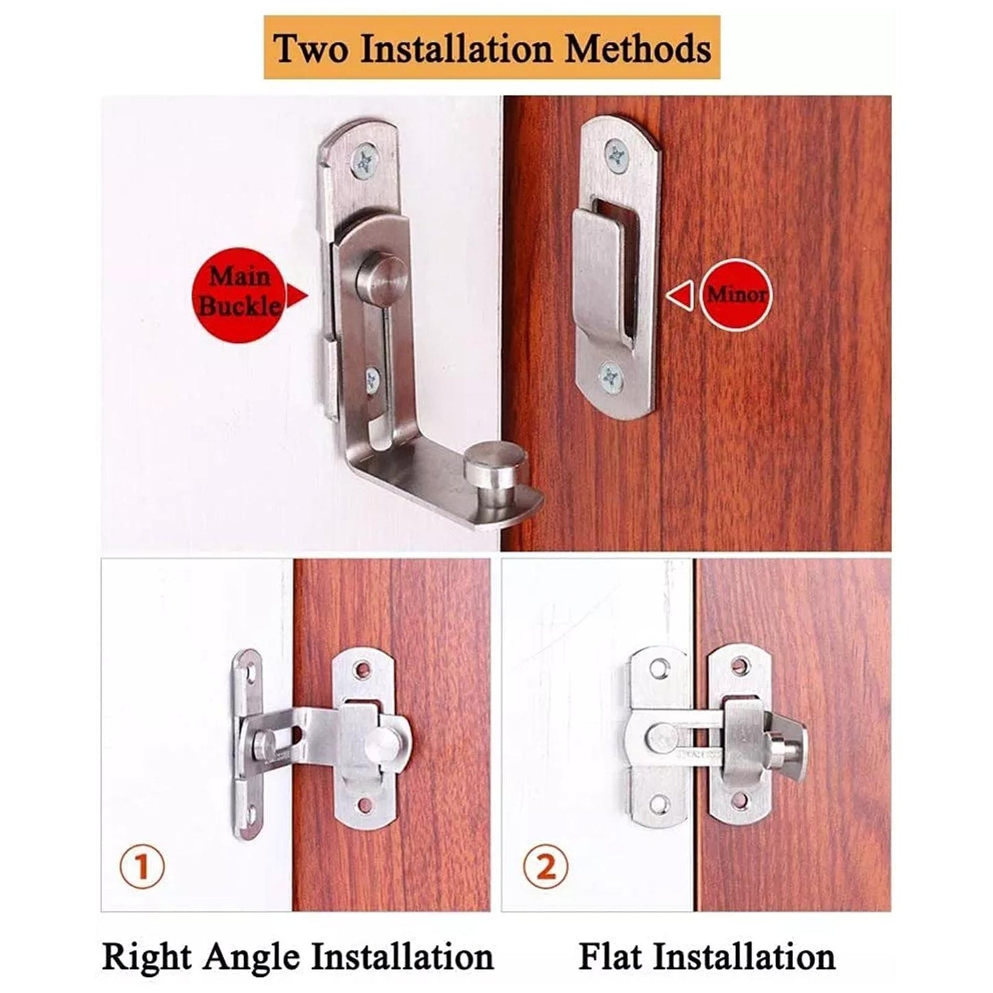 90 Degree Stainless Steel Door Latch Right Angle Sliding Latch Screw Locker Bending With Door Accessories Lock Screws Hardw A1V5