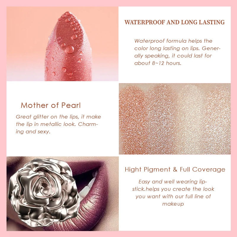 12 Colors Korea Matte Glitter Lipstick Pink Nude Matte Gliter Waterproof Kissproof Glitter Flip Lipstick Orange Dropshipping