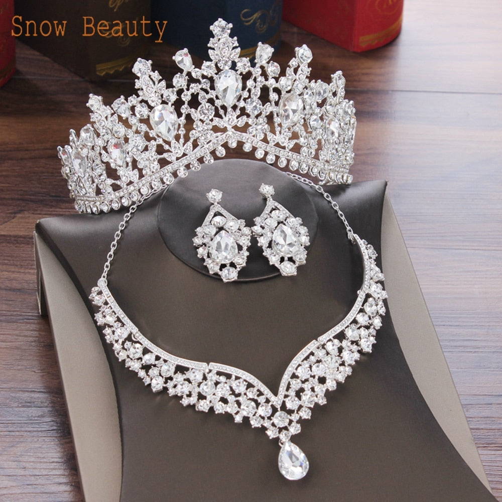 C30 Wedding Forehead Chain Necklace Earrings Set Dubai Jewelery Set Gifts for Women Indian African Bridal Hair Accessories