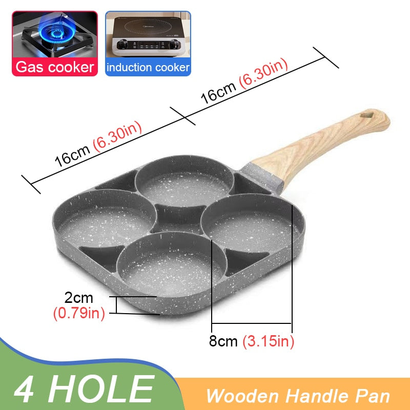 2/4-Hole Frying Pot Pan Thickened Omelet Pan Non-stick Egg Pancake Steak Pan Cooking Egg Ham Pans Breakfast Maker Cookware Pan