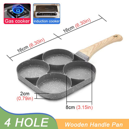 2/4-Hole Frying Pot Pan Thickened Omelet Pan Non-stick Egg Pancake Steak Pan Cooking Egg Ham Pans Breakfast Maker Cookware Pan