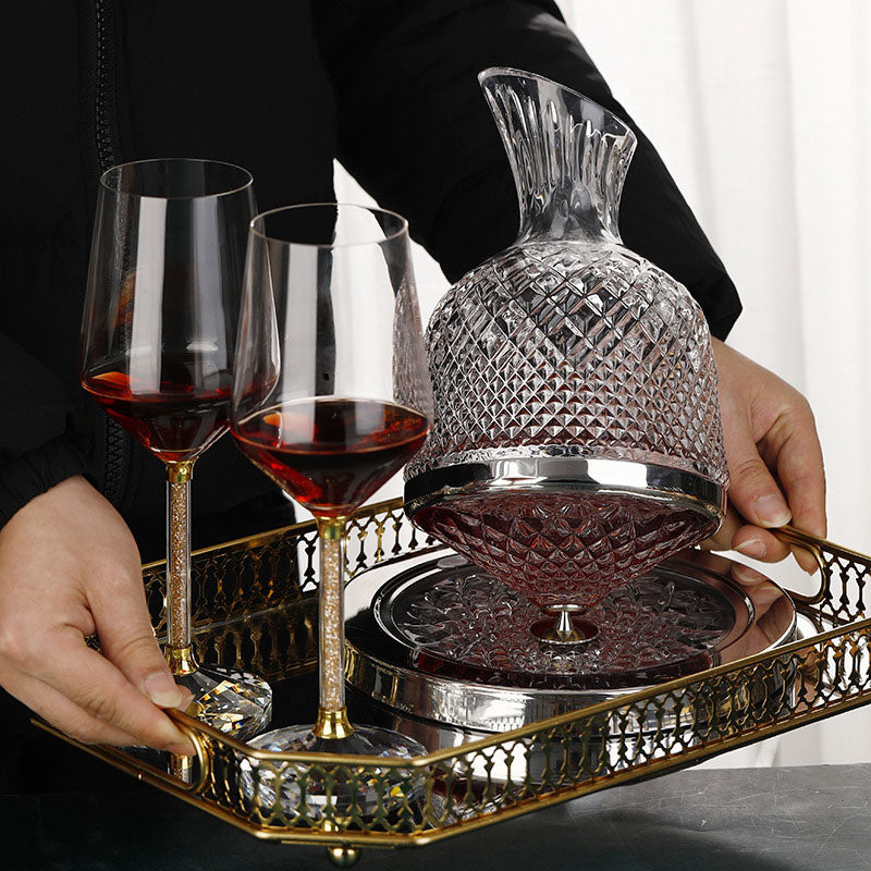 Rotary Glass Red Wine Decanter Luxurious Kitchen Bar Tools Tumbler Design Whisky Pourer Dispenser Wine Aerator 1500ml