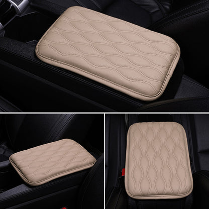 PU Leather Car Armrest Pad Cover Universal Center Console Wave Embroider Auto Seat Box Protection Cushion Hand Supports