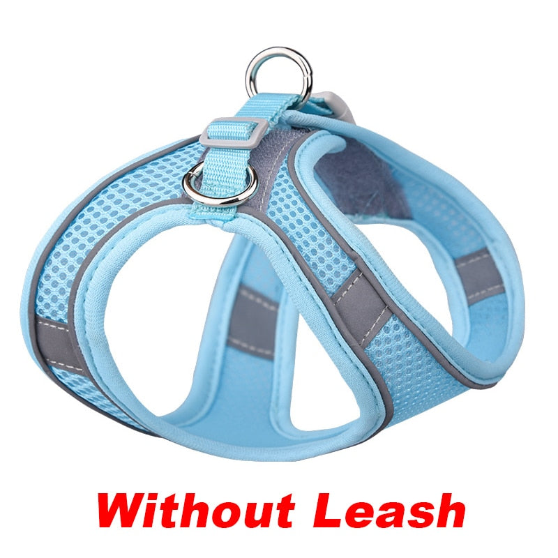 Reflective Pet Harness Dogs Strap With Leash Adjustable Nylon Harness Vest Breathable Collars For Chihuahua Small Large Dogs