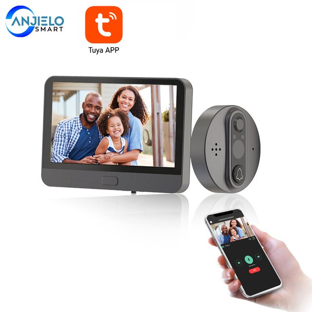 1080P Wifi Wireless Video Doorbell Camera Tuya Smart Home Apartment Wifi Visual Peephole Door Bell Tuya Video Intercom for Home