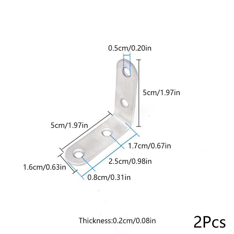 2pcs Table Chair Corner Shelf Bracket Thickened Angle Code Plus Fixed Support Connector Stainless Steel L Shaped Furniture Hardw