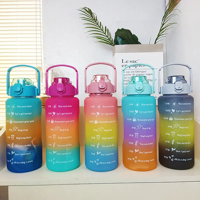 3PCS/set Sports Water Bottle With Straw Men Women Fitness Water Bottles Outdoor Cold Water Bottlesc With Time Marker Drinkware
