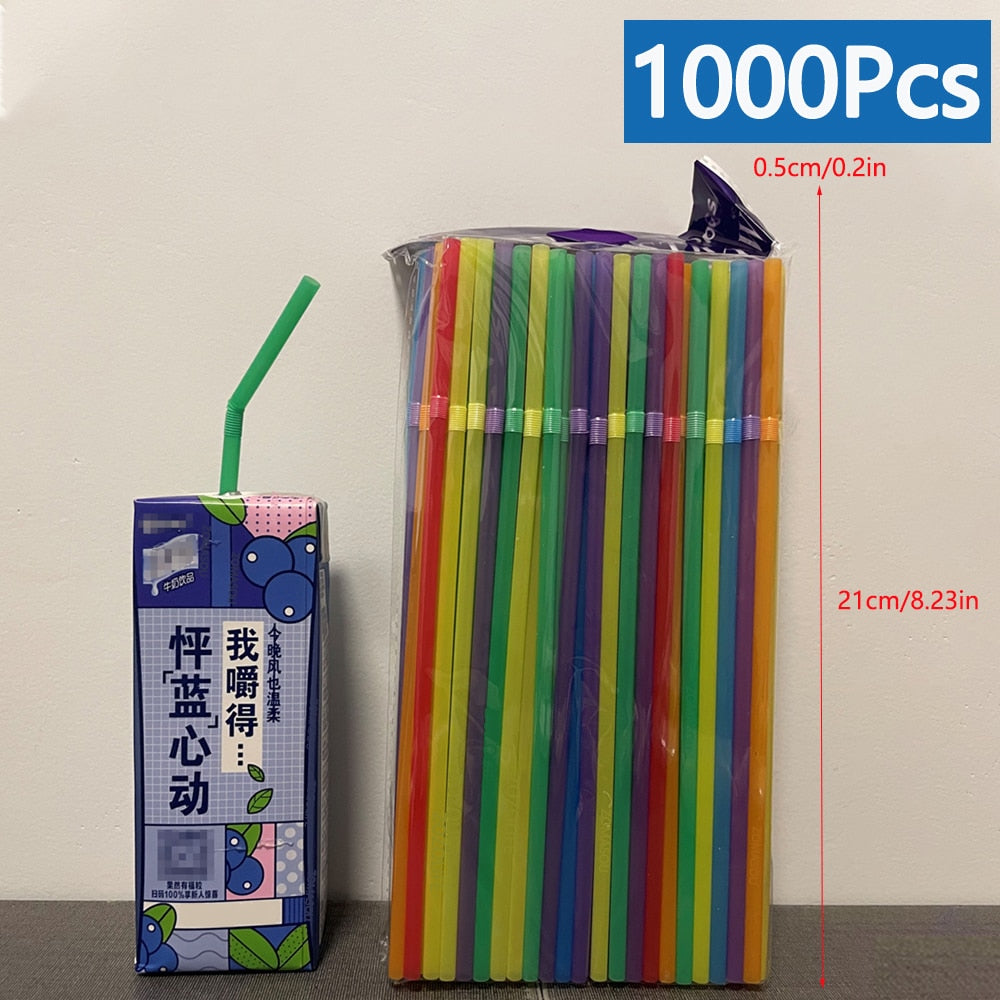 30/3000Pcs Black Colorful Drinking Straws Kunststof rietjes Milk Tea Bar Party Wedding Kitchen pajitas Beverage Straw Wholesale