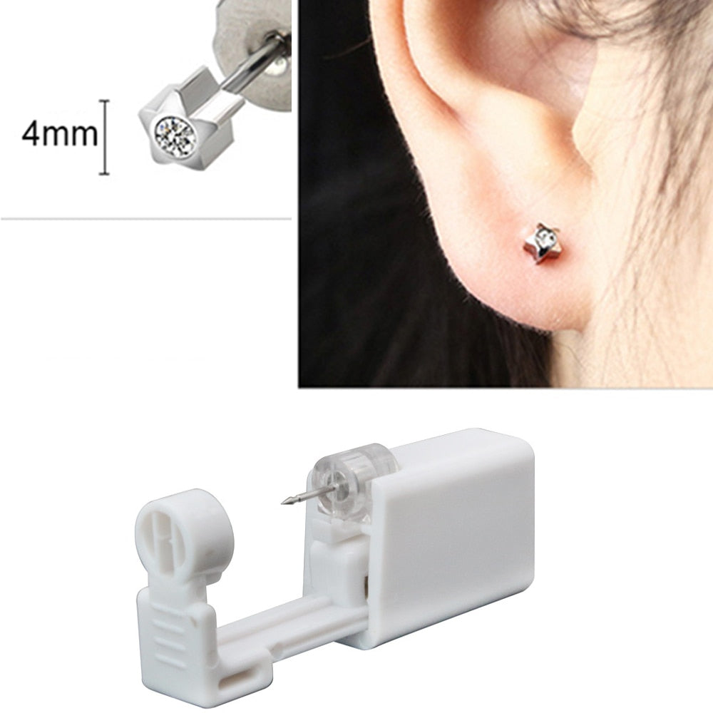 1/2/4Pcs Disposable Sterile Ear Piercing Unit Cartilage Tragus Helix Piercing Gun No Pain Piercer Tool Machine Kit Stud Jewelry