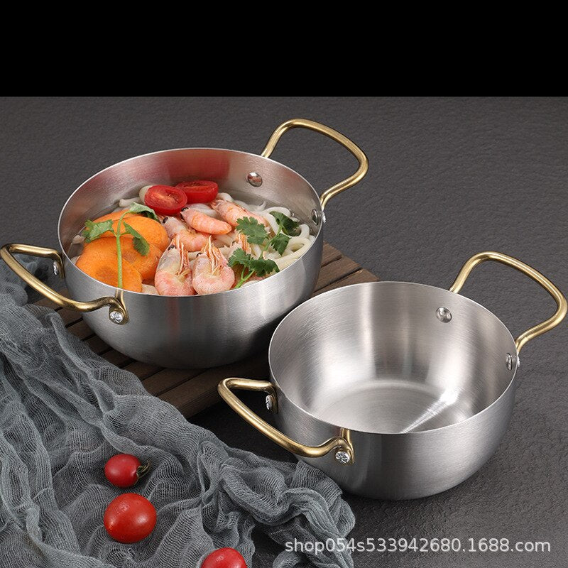 Instant Noodles Korean Style Stainless Steel Soup Pot Induction Cooker Available Household Binaural Stainless Steel  Ramen Pot