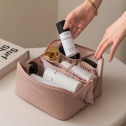 Large Pu Leather Travel Cosmetic Bag for Women Cosmetic Organizer High-capacity Makeup Bag Storage Pouch For Female Makeup Box