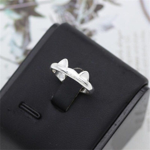 Cat Ear Finger Rings Open Design Cute Footprints Fashion Jewelry Ring For Women Young Girl Child Gift Adjustable Animal Ring