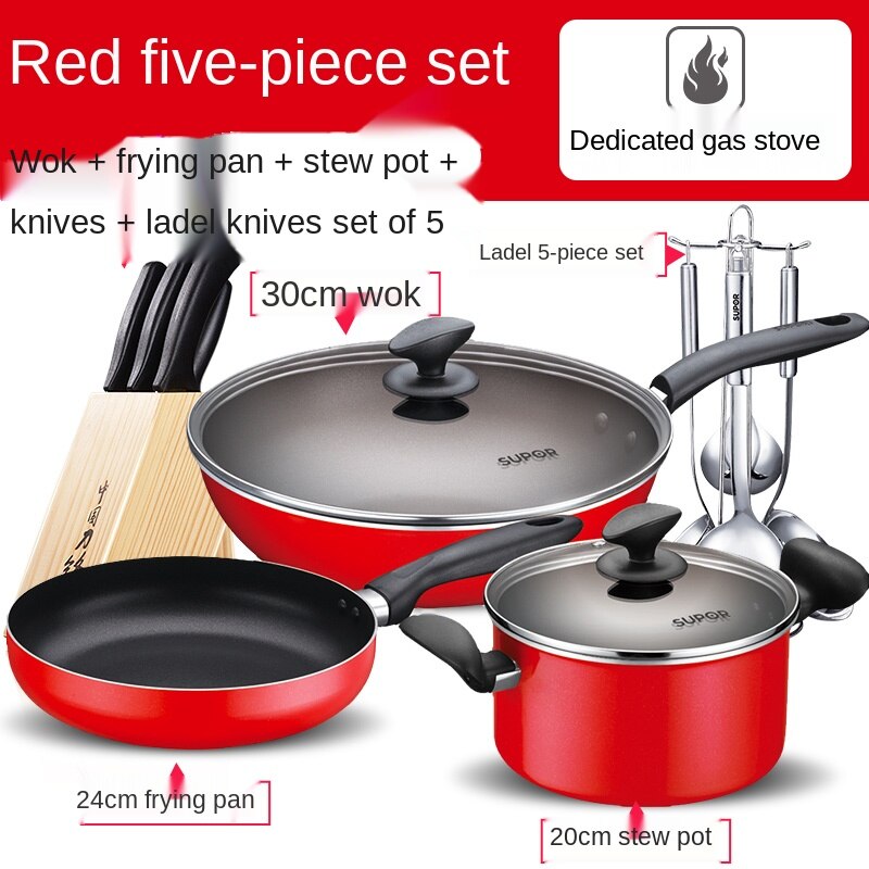 non stick pot set kitchen full set household three piece frying soup pot combination induction cooker gas