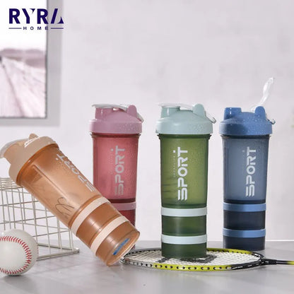 Sports Water Bottle 500ML Protein Shaker Outdoor Travel Portable Juice Cup With Powder Case Coffee Mugs Leak Proof Drink Bottle