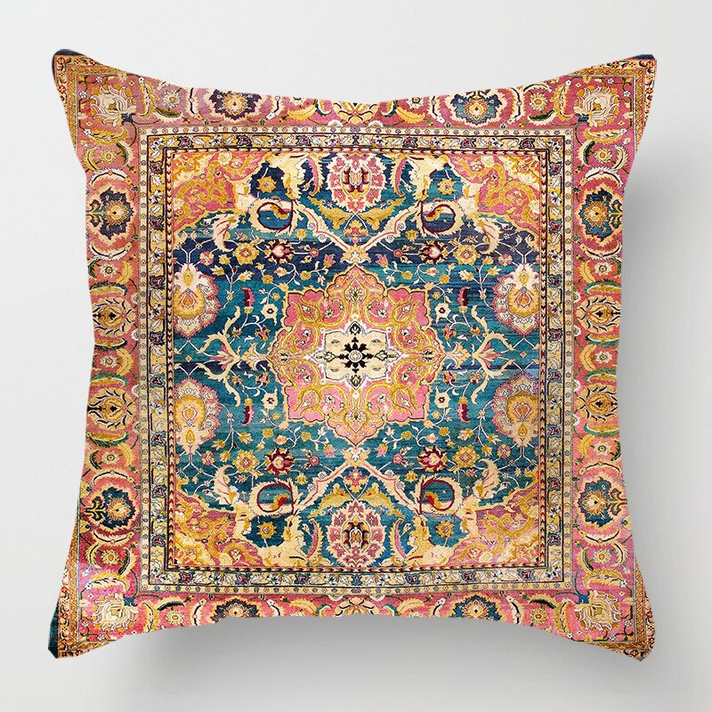 2021 New Ethnic Persian Carpet Print Linen Pillows Case Hot Bohemian Decorative Geometric Throw Pillows Sofa Couch Home Decor