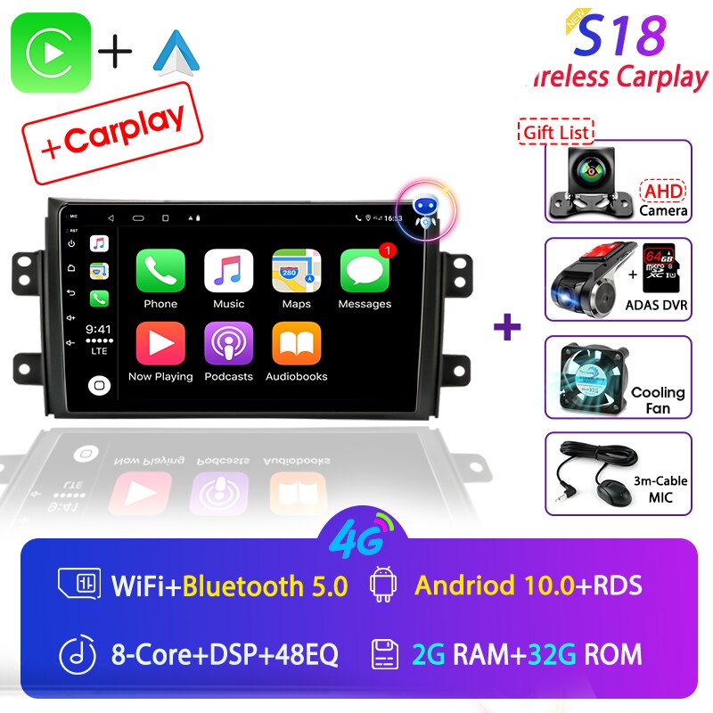 Android Car Radio for Suzuki SX4 2006-2013 Fiat Sedici 2005-2014 Multimedia Video Player Navigation 2din Carplay Stereo Audio