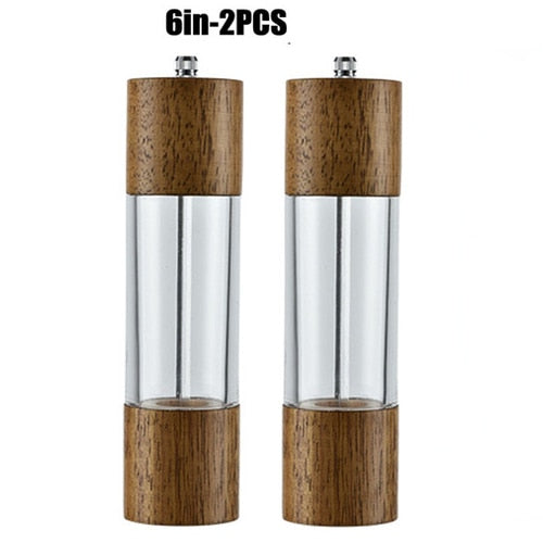 Antique Color Wooden Pepper Mill Manual Salt Spice Grinder With Adjustable Ceramic Core Pepper Grinder Kitchen Helper