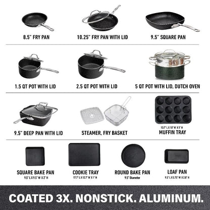 Granitestone Pots and Pans Set 20 Piece Complete Cookware + Bakeware Set with Ultra Nonstick 100% PFOA Free–Includes Frying Pans