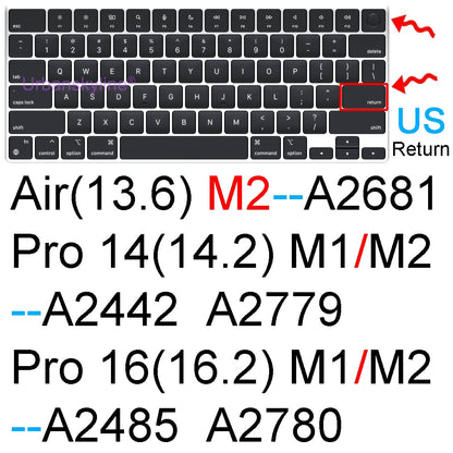 Keyboard Cover for Macbook Air 13 M2 Pro 13 M1 14 Max 15 16 Bar ID 17 Retina 11 Silicone Protector Skin Case A2337 A2779 A2681