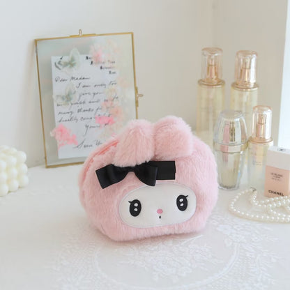 Sanrioed Hello Kitty Plush Pencil Case My Melody Cinnamoroll Purin Cartoon Storage Bag Large Capacity Makeup Bag Stationery Gift