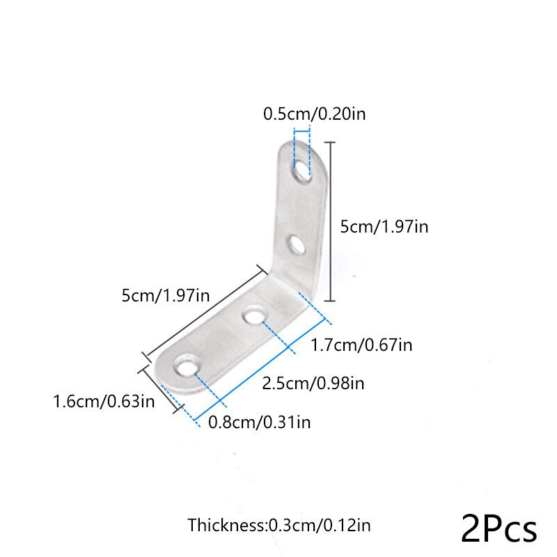 2pcs Table Chair Corner Shelf Bracket Thickened Angle Code Plus Fixed Support Connector Stainless Steel L Shaped Furniture Hardw