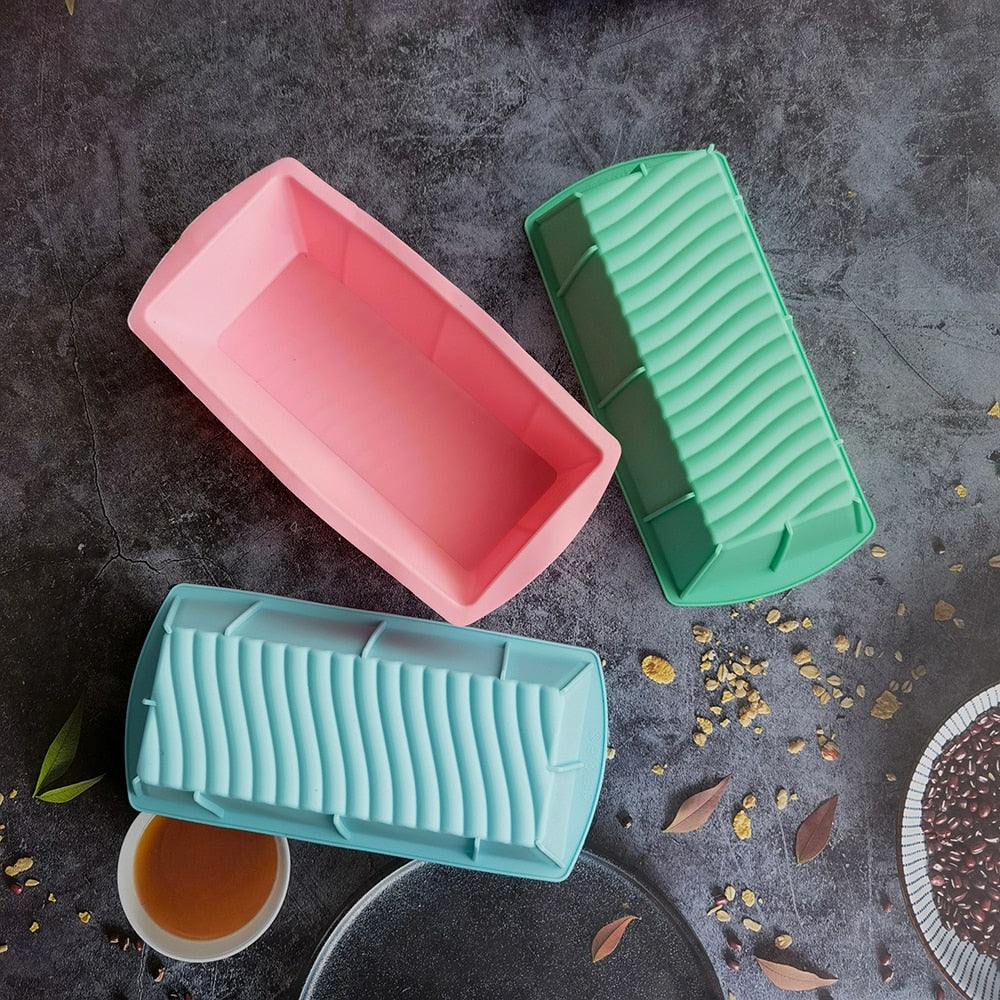 Silicone Cake Mold Rectangle Pan Bakeware Moulds Bread Toast Candy Mold Form Bakeware Baking Dishes Pastry Tools Loaf Pans