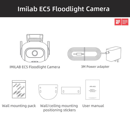 IMILAB- EC5 Wifi Smart Security System Kit, Outdoor Video Surveillance, IP Wireless App Control, Floodlight Camera, 2K