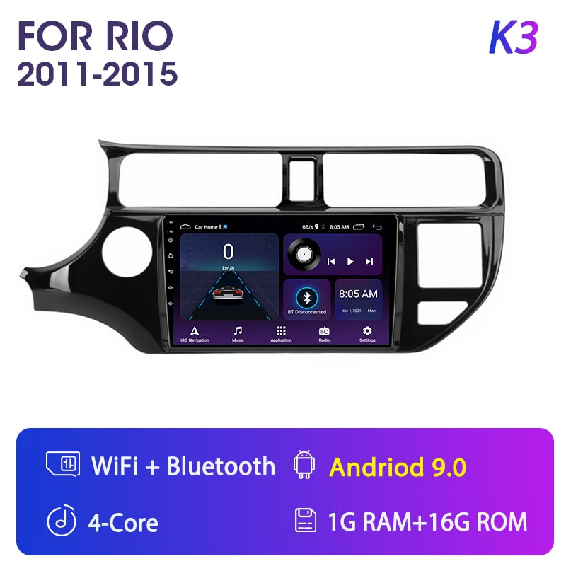 Android 11 2 Din for KIA RIO 2011-2015 Car Radio Multimedia Video Player GPS Navigation MP5 DVD Speakers Stereo Audio Carplay 9"