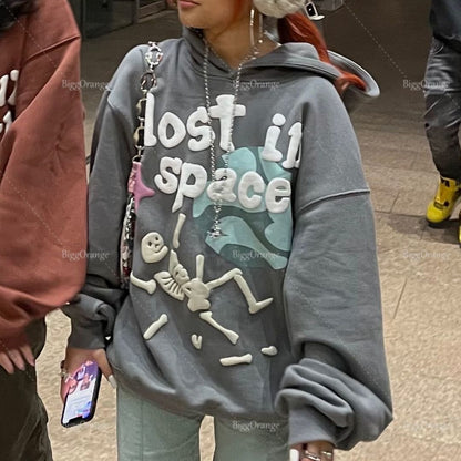 High Quality Bat Foaming Print Streetwear Large Teen Sweatshirt Harajuku Y2k Clothes Top Homie Hoodie Men Clothing Tracksuit Men