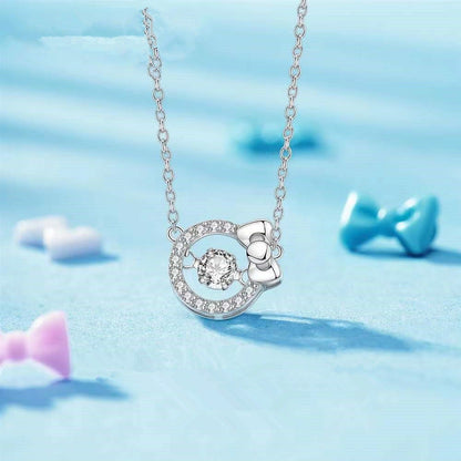 Lovely Cartoon Hellokitty Sanrio Anime Kids Chain Necklaces Cute Hollowed Kitty Crystal Necklace for Women Girls Birthday Gift