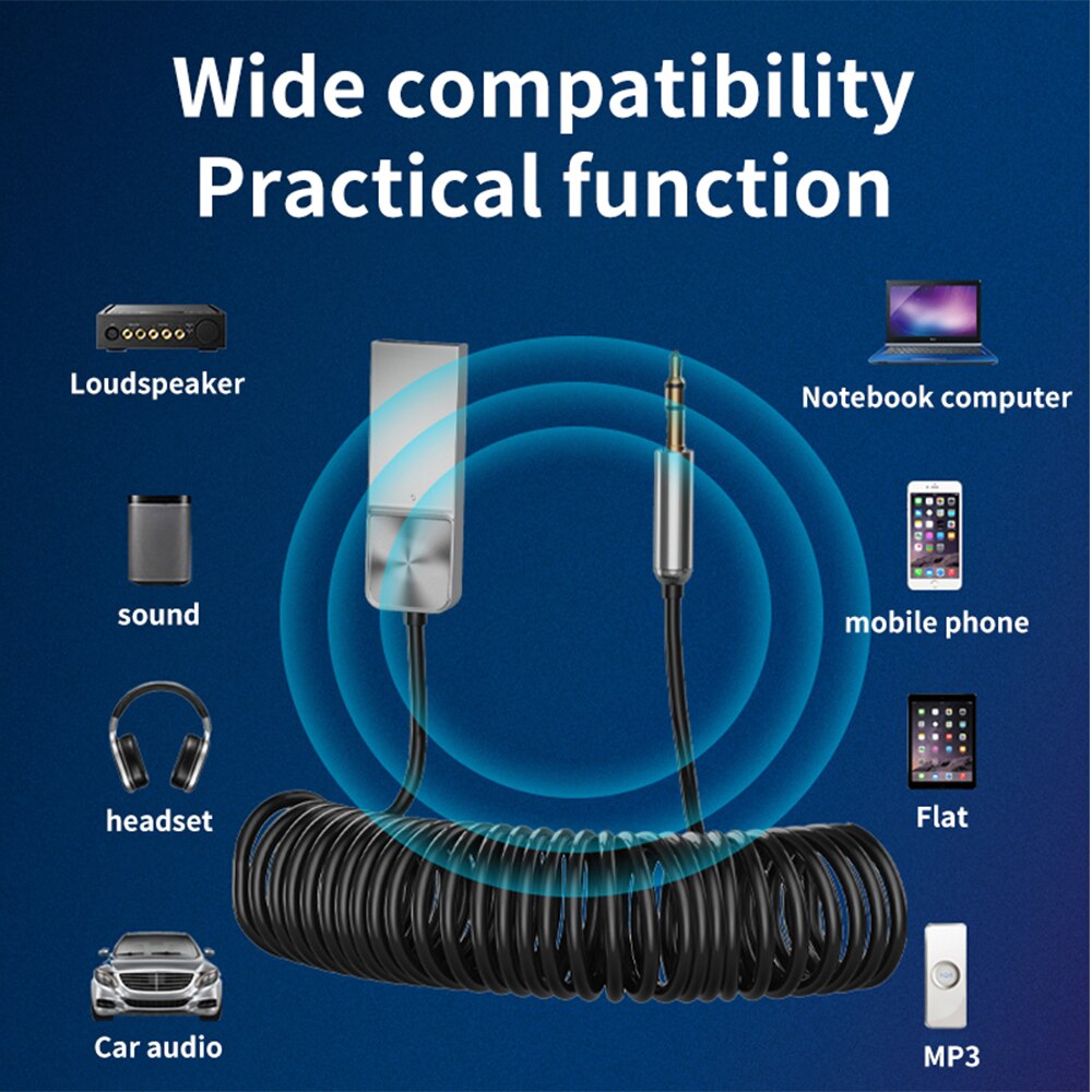 Bluetooth Aux Adapter Dongle Cable USB To 3.5mm Jack Car Audio Aux Bluetooth 5.0 Handsfree Kit For Car Receiver BT transmitter